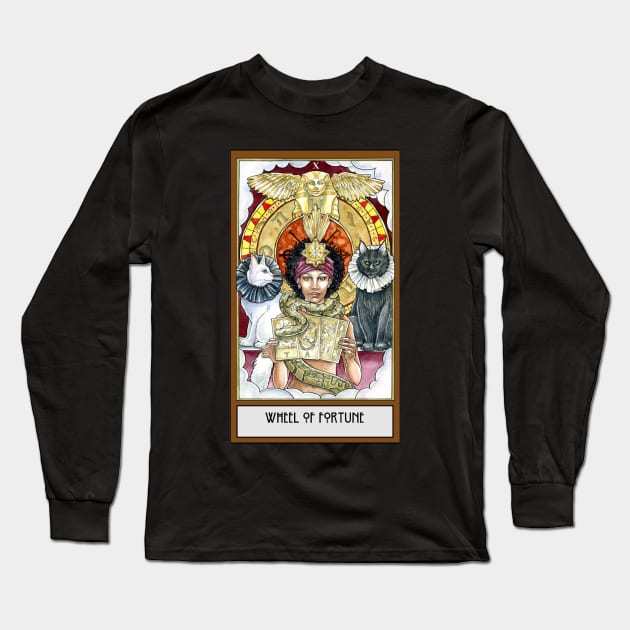 Wheel of Fortune Tarot Card Long Sleeve T-Shirt by WinonaCookie